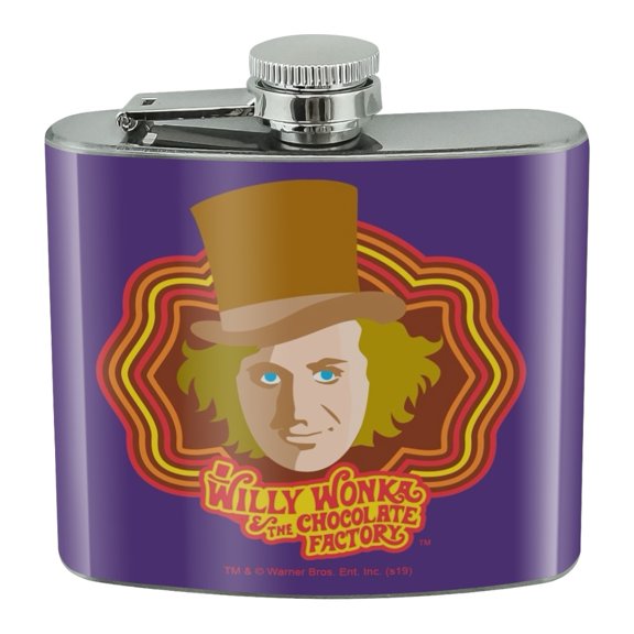 Willy Wonka and the Chocolate Factory Willy Wonka Stainless Steel 5oz Hip Drink Kidney Flask