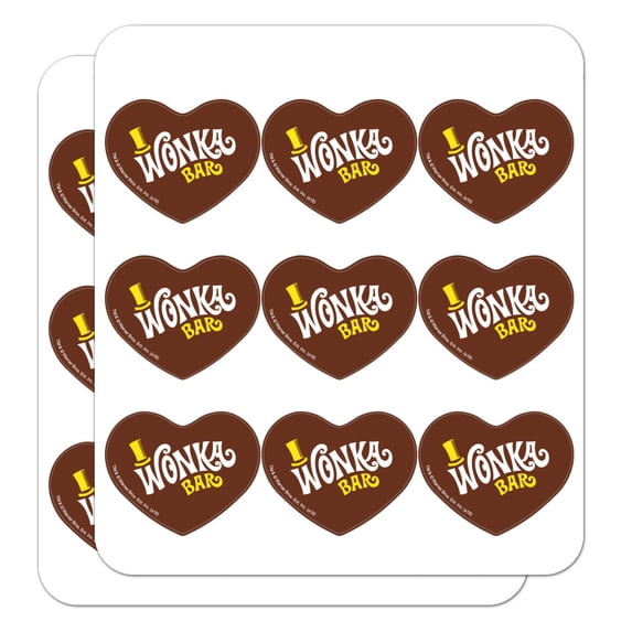 Willy Wonka and the Chocolate Factory Wonka Bar Logo Heart Shaped Planner Calendar Scrapbook Craft Stickers