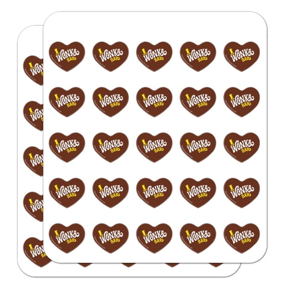 Willy Wonka and the Chocolate Factory Wonka Bar Logo Heart Shaped Planner Calendar Scrapbook Craft Stickers