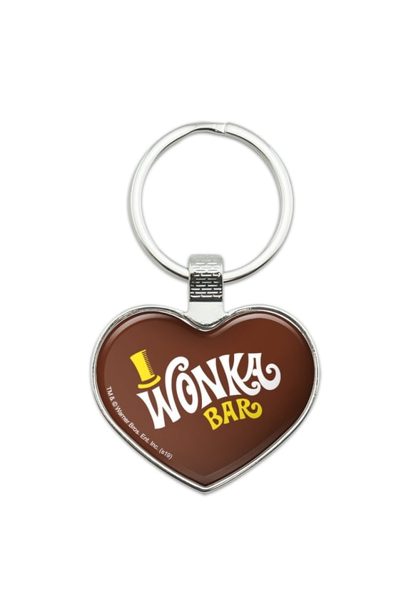 Willy Wonka and the Chocolate Factory Wonka Bar Logo Keychain Heart Love Metal Key Chain Ring