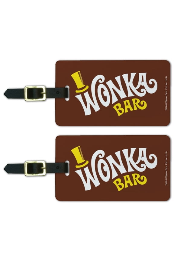 Willy Wonka and the Chocolate Factory Wonka Bar Logo Luggage ID Tags Suitcase Carry-On Cards - Set of 2