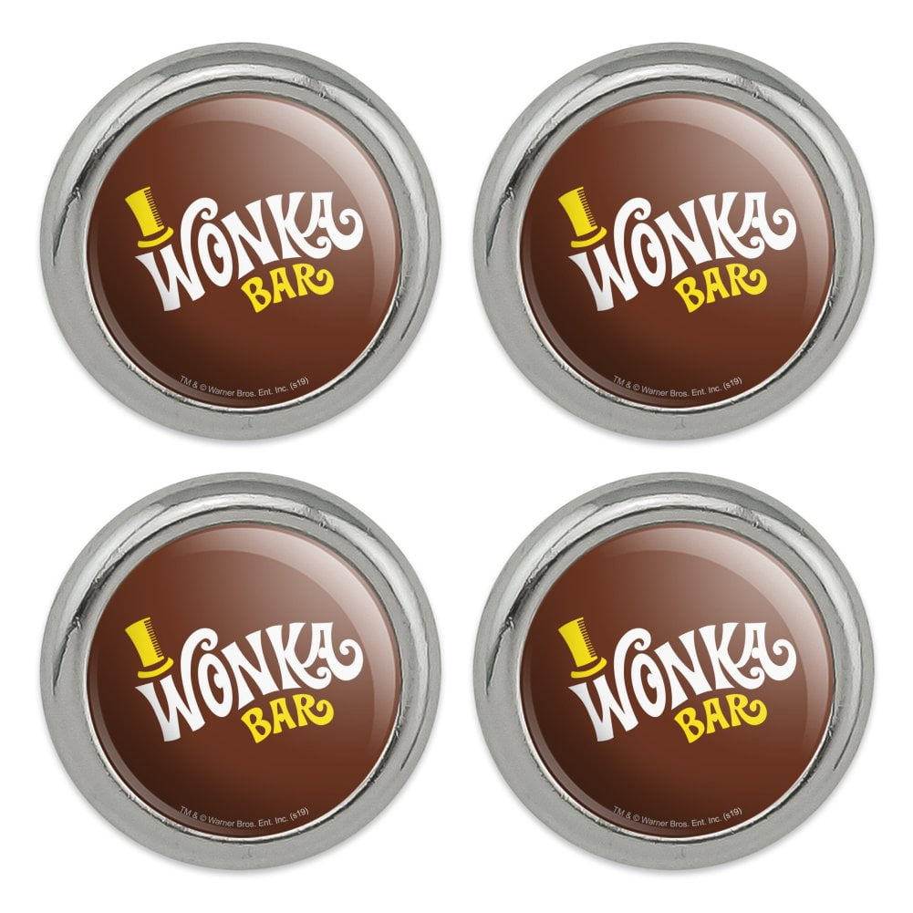 Willy Wonka and the Chocolate Factory Wonka Bar Logo Metal Craft Sewing Novelty Buttons - Set of 4