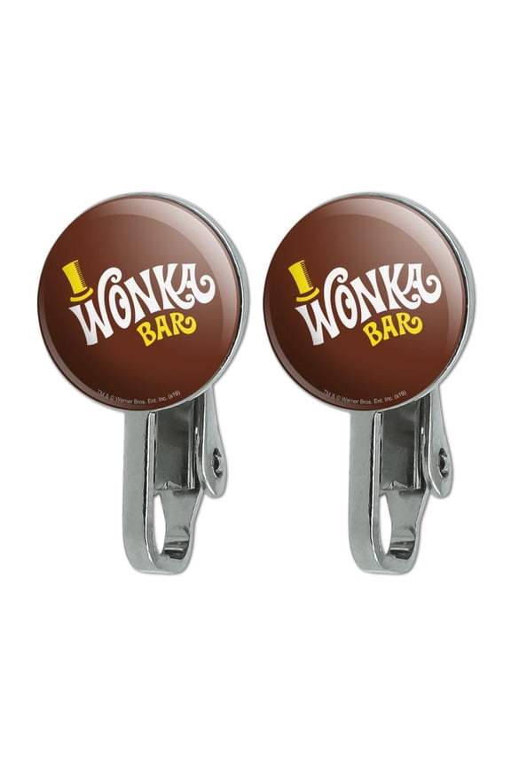 Willy Wonka and the Chocolate Factory Wonka Bar Logo Novelty Clip-On Stud Earrings