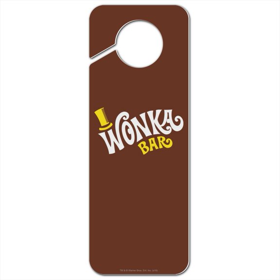 Willy Wonka and the Chocolate Factory Wonka Bar Logo Plastic Door Knob Hanger Sign