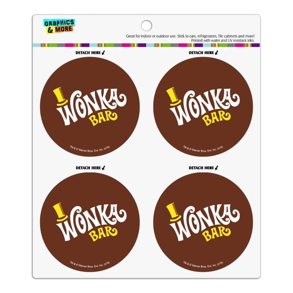 Willy Wonka and the Chocolate Factory Wonka Bar Logo Refrigerator Fridge Locker Vinyl Circle Magnet Set