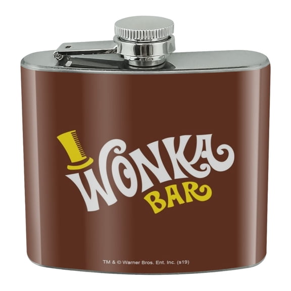 Willy Wonka and the Chocolate Factory Wonka Bar Logo Stainless Steel 5oz Hip Drink Kidney Flask