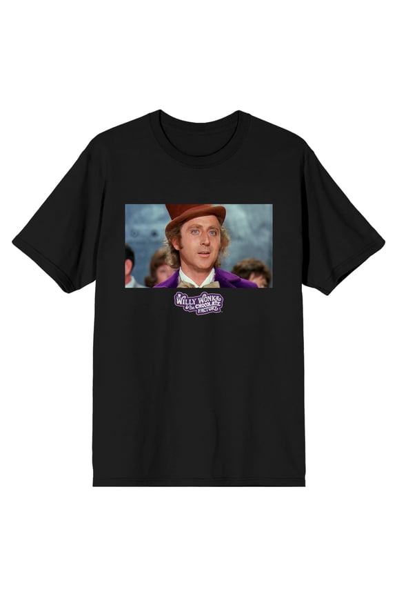 Willy Wonka & the Chocolate Factory 1964 Gene Wilder Men's Black Graphic Tee-Medium