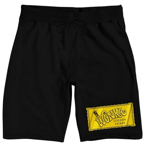 Willy Wonka & the Chocolate Factory (2023) Golden Ticket Men's Black Graphic Sleep Shorts-3XL