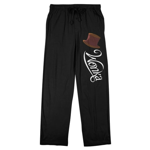 Willy Wonka & the Chocolate Factory (2023) Movie Logo and Top Hat Men's Black Graphic Sleep Pants-Small