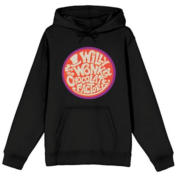 Willy Wonka & the Chocolate Factory Circular Logo Women's Black Graphic Hoodie-Medium