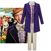 Willy Wonka the Chocolate Factory Costume Halloween Cosplay Outfit Trench Floral Vest Uniform Suit With Hat