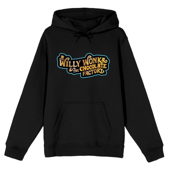 Willy Wonka & the Chocolate Factory Gold Logo Men's Black Sweatshirt-Medium