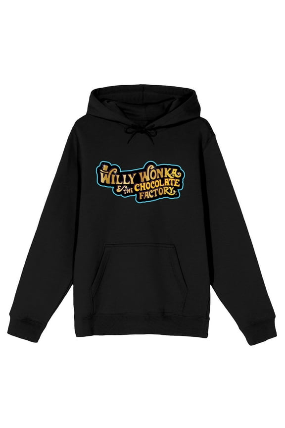 Willy Wonka & the Chocolate Factory Gold Logo Men's Black Sweatshirt-XS