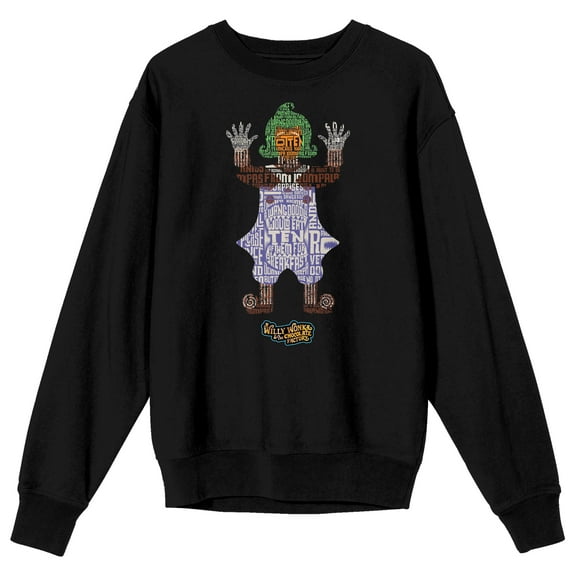 Willy Wonka & the Chocolate Factory Oompa Loompa Men's Black Long Sleeve Shirt-Medium