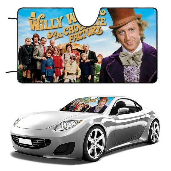 Willy Wonka-theme Windshield Sun Shade Front Protector Folding Car Sun Visor Blocks Uv Rays Keeps Your Vehicle Cool52in*28in(130cm*70cm)