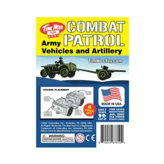 TimMee Combat Patrol Willys & Artillery - OD Green 4pc Playset USA Made