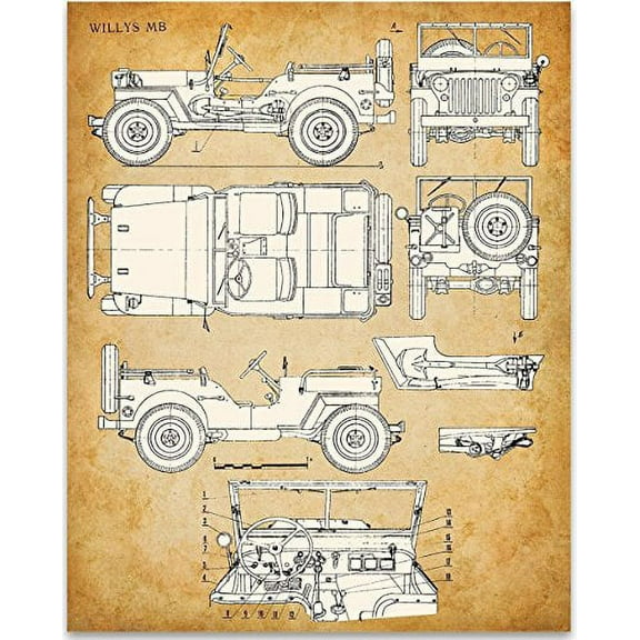 Willys MB Jeep - 11x14 Unframed Patent Print - Great Gift for Jeep Owners