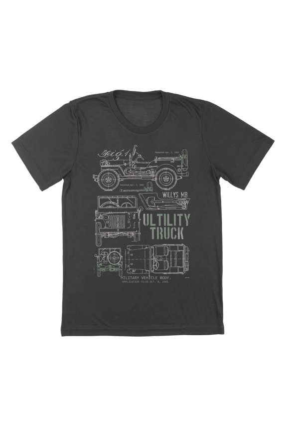 Willys Mb Humor Graphic Charcoal Mens T-Shirt