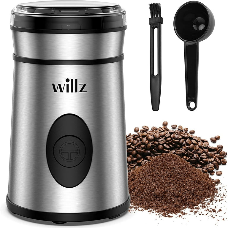 Willz Small Electric Coffee Grinder for Beans, Spices Herbs, 50g