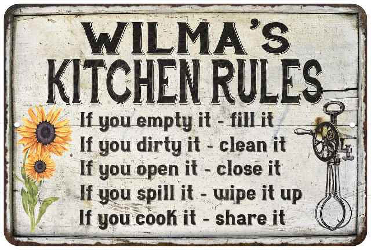 Wilma's Kitchen Rules Chic Sign Vintage Decor 8x12 Metal Sign ...