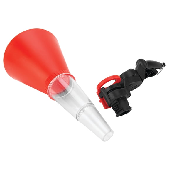 Performance Tool W4069 Hands-Free Funnel with Clamp - Prevents Spills, Transparent Lower Chamber, Fits Most Vehicles, 257mm x 127mm Dimensions