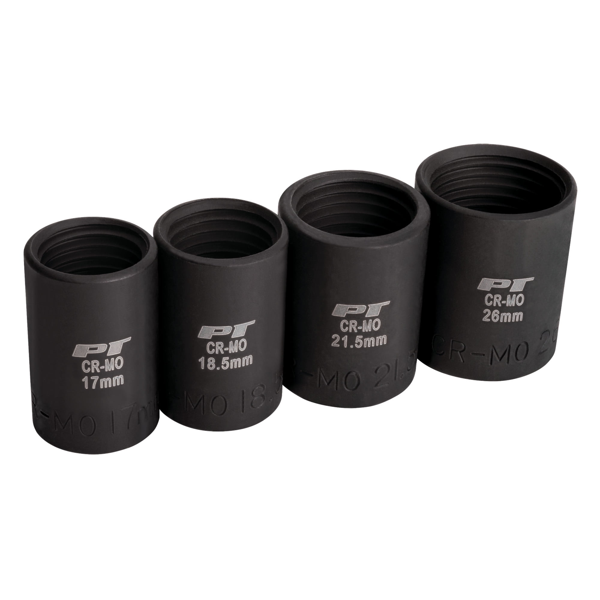 Performance Tool M990 Heavy Duty Impact Socket Set for Lug Nut Removal - Fits 17mm to 26mm, CrMo Steel, Oil Resistant Finish, 1/2-Inch Drive