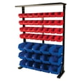 thumbnail image 1 of Performance Tool W5193 Half Bulk Bin Storage Rack with 32 Large and Small Bins for Easy Garage Organization of Tools, Parts, Hardware, and More, Red and Blue, 1 of 6