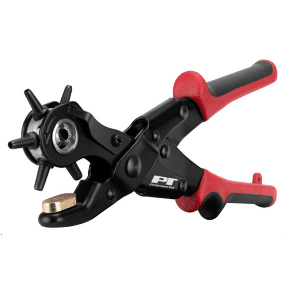 Performance Tool W7554 Double Hinged Hole Punch Tool with 6 Punch Sizes and Adjustable Tension for Belts, Upholstery, and More