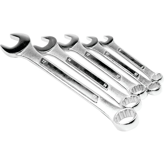 Performance Tool W15MP Heat Treated Alloy Steel Raised Panel Metric Combination Wrench Set - Includes Sizes 8mm, 10mm, 12mm, 14mm, and 17mm