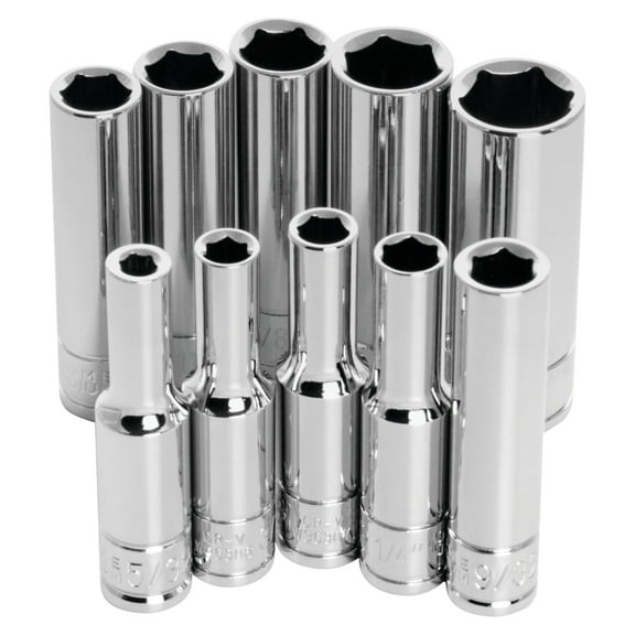 Performance Tool W36300 10 pc. 1/4 in. Drive 6pt SAE Deep Wall Socket Set