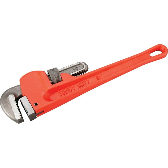 Performance Tool W1133-12B 12 In. Pipe Wrench - Drop-Forged Steel, Plumbers Wrench, Adjustable, Milled Steel Jaws, Red