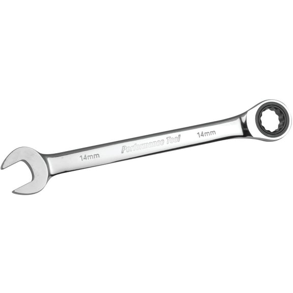 Performance Tool W30354 Professional Chrome Vanadium Metric 14mm Ratcheting Wrench