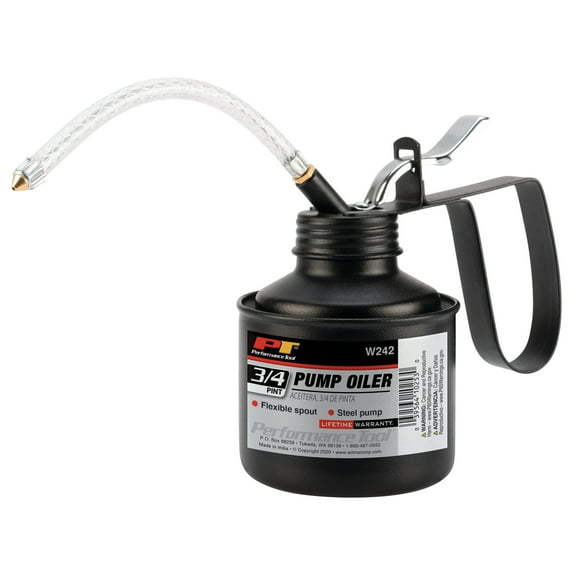 Performance Tool W242 Precision Pump Oiler for Vehicle Engine Oils and Lubricants, Black, 3/4 Pint