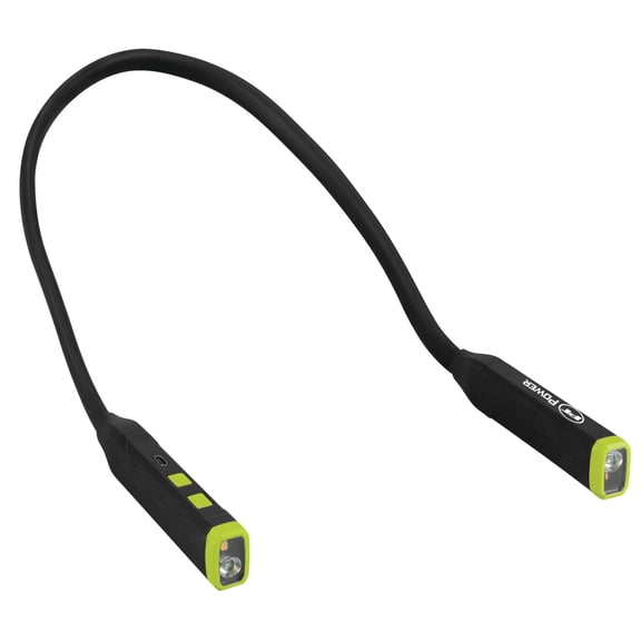 Performance Tool W2687 400+LM Li-Ion Neck Light: 2 Flex Adjustable Lighted Ends, Spotlight and Multi-Color Ambient Modes, 650mAH, 3 Hour Operation, 19.5-in Length, USB-C, Hands-Free, Black