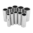 thumbnail image 1 of Performance Tool W38600 3/8-Inch Drive 12pt SAE Deep Wall Deep Socket Tool Set for Garages and Workshops, Chrome, 10 pieces, 1 of 3