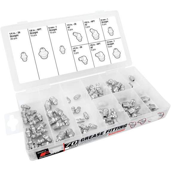 Performance Tool W5215 Performance Tool SAE/MET Grease Fitting Assortment - 70 Piece