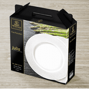 Wilmax Fine Porcelain White Dinner Plate With Embossed Wide Rim 10 | Set Of 6 In Gift Box WL-880101/6C