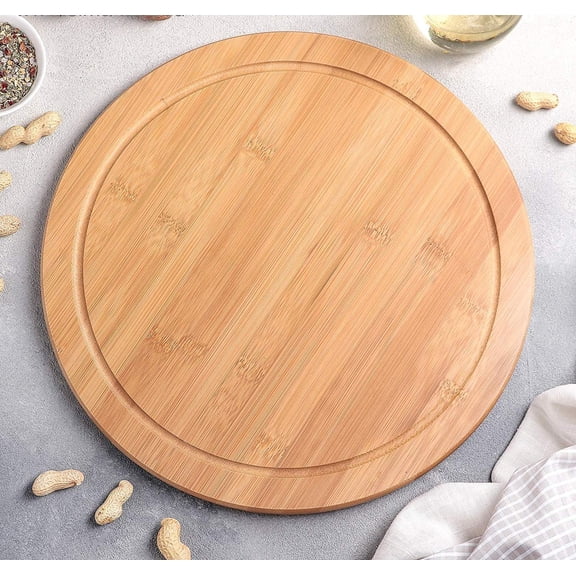 Wilmax Round-with-Groove Bamboo Serving Board 13 Inch Diameter, 2 Pieces