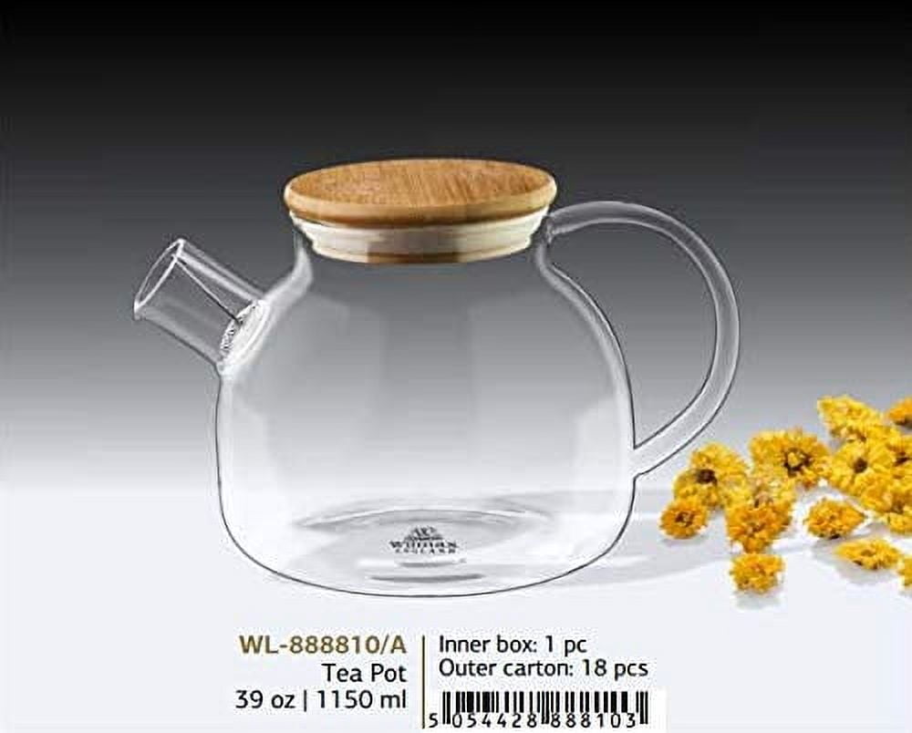 Wilmax Thermo Glass Tea Pot With Bamboo Lid And Removable stainless ...