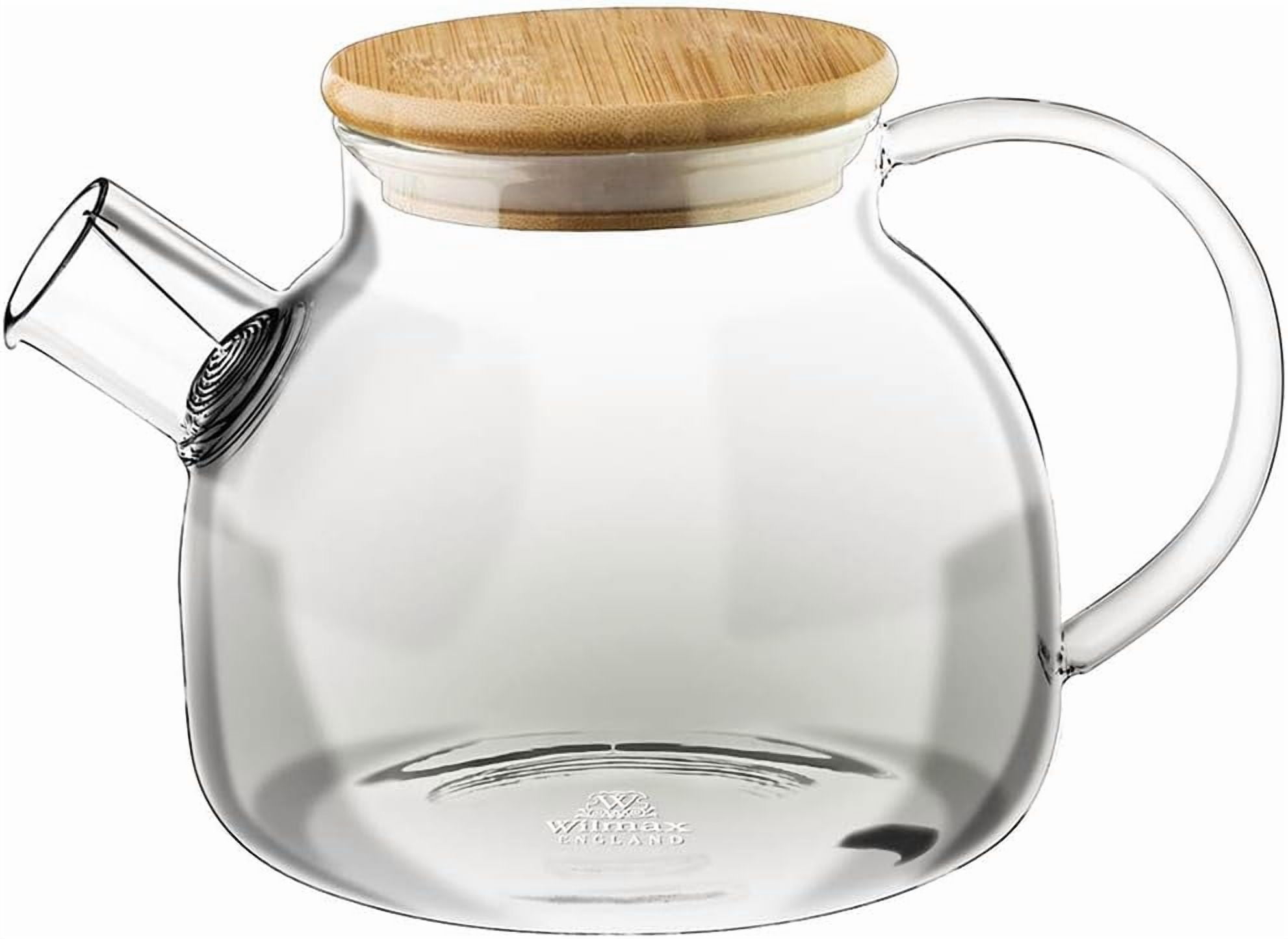 Wilmax Thermo Glass Tea Pot With Bamboo Lid And Removable stainless ...