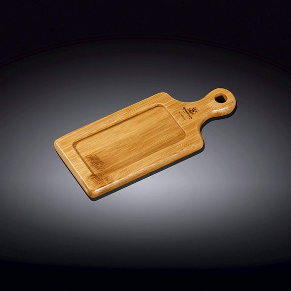 Wilmax WL-771002, 6.75" X 2.75" Food Serving Bamboo Tray, Wooden Steak Barbecue Platter, Wood Dinner Plate, Appetizer Dessert Dish