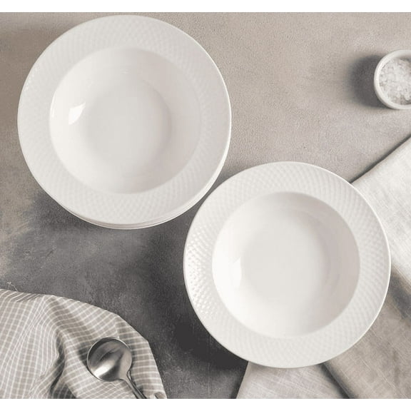 Wilmax WL-880102/A Deep Julia Porcelain Plate 9 Inch Diameter, 6 Pieces