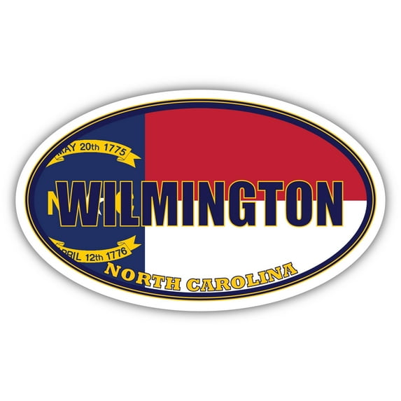 Wilmington City North Carolina State Flag | NC Flag New Hanover County Oval State Colors Bumper Sticker Car Decal 3x5 inches