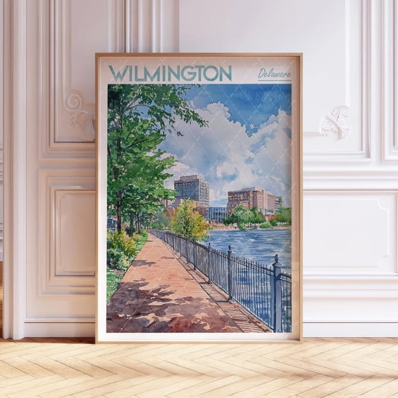 Wilmington Delaware Pastel Cityscape Travel Unframed Paper Print