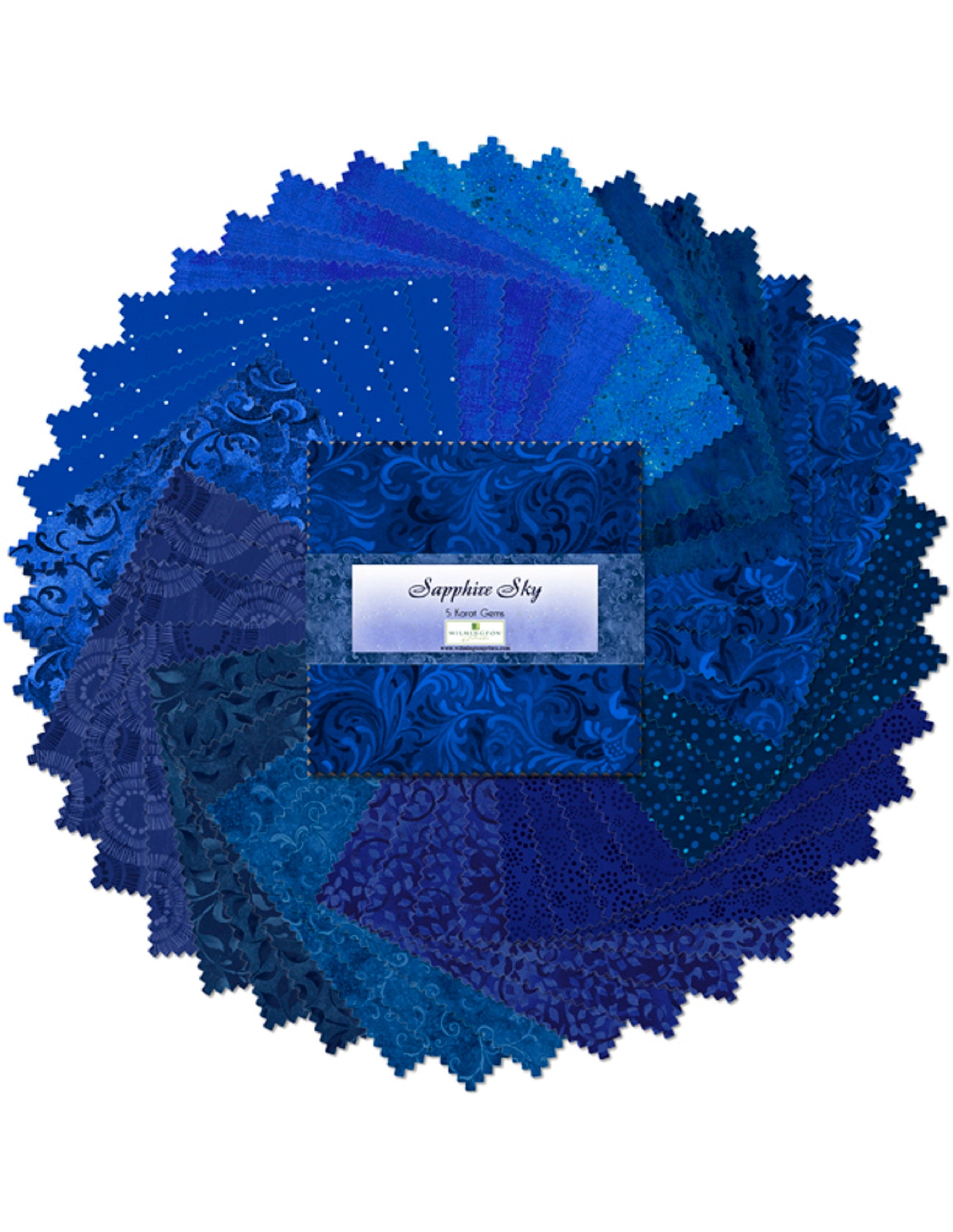 Wilmington Prints Essential Gems  Sapphire Sky 5 Inch Charms  42 pcs