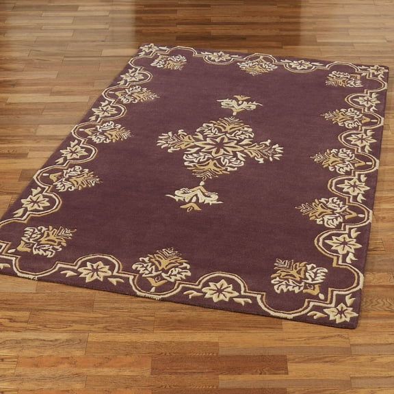 Wilmington Rectangle Handcarved Wool Area Rug Wine 36 x 60 Rectangle