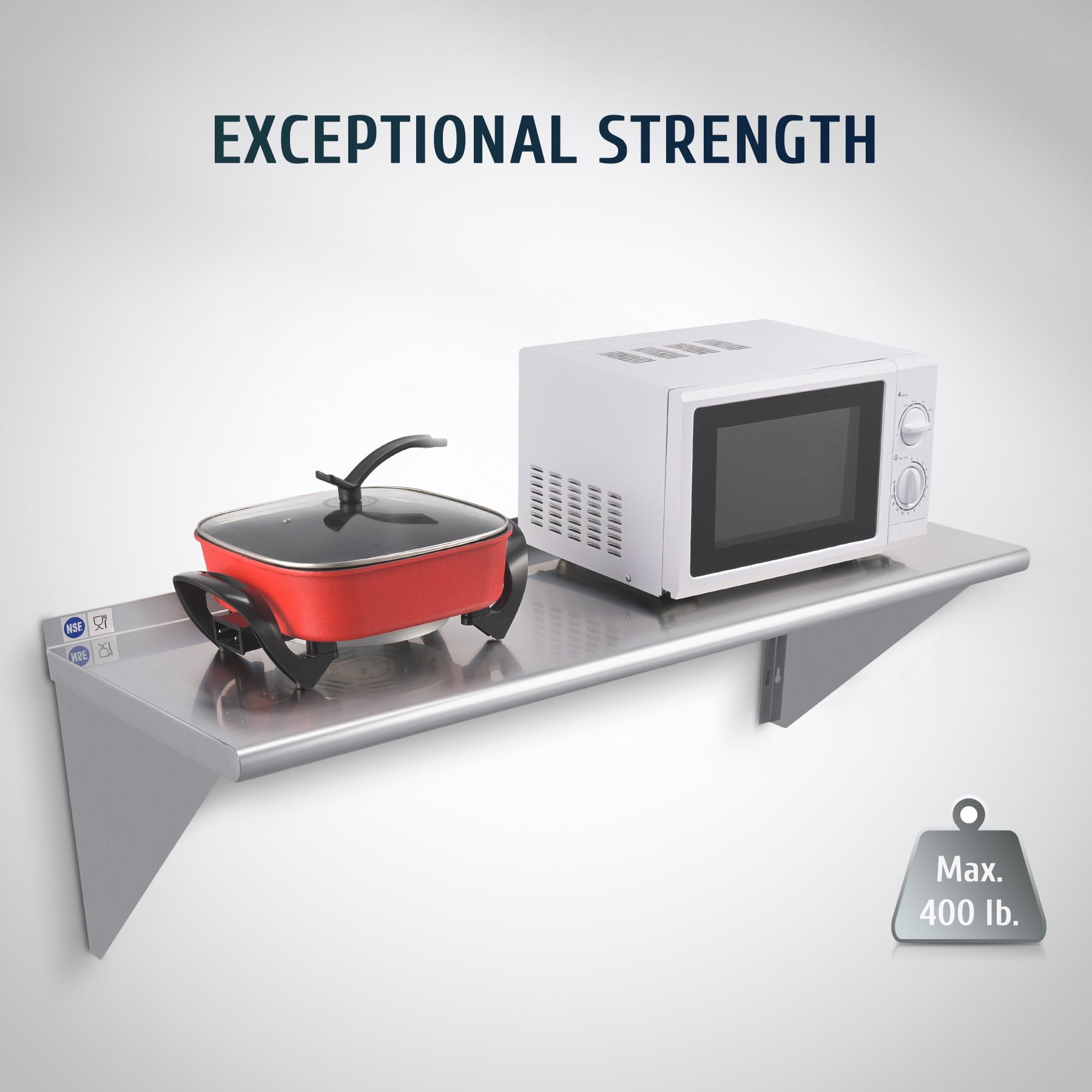 Wilprep 18x48 Inch Stainless Steel Storage Shelf NSF 400 lb. Kitchen