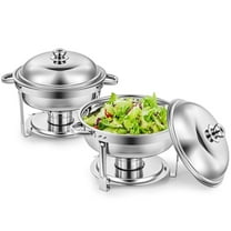 Wilprep 2 Pack Stainless Steel Chafer Set with 5 qt Food Warming Pans Lids Fuel Holders