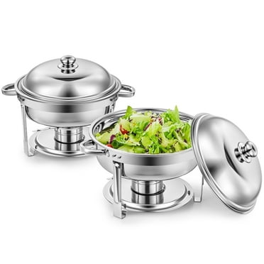 Wilprep 2 Pack Stainless Steel Chafer Set with 5 qt Food Warming Pans Lids Fuel Holders