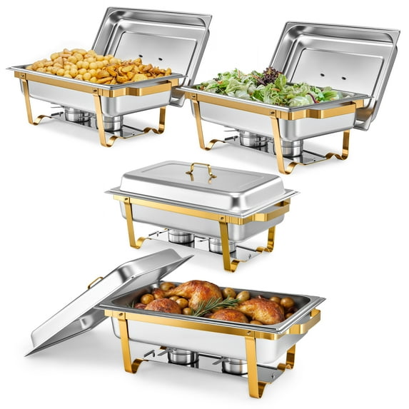 Wilprep 4-Pack Chafing Dish Buffet Set 9 qt Stainless Steel Food Warmers for Parties Banquets